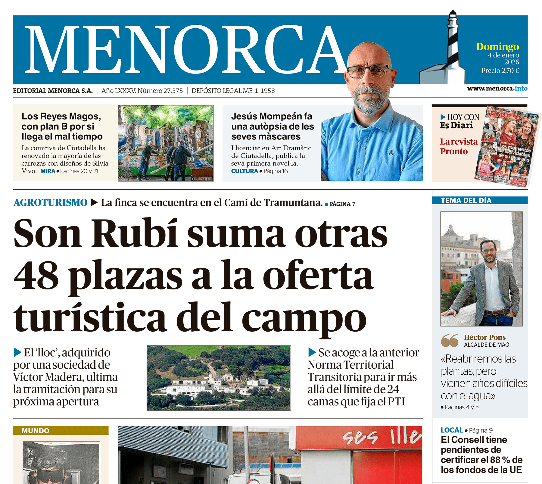 Portada diario Menorca